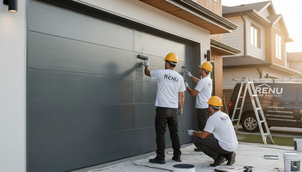 Professional garage door painting service in Fresno, CA enhancing home curb appeal and durability