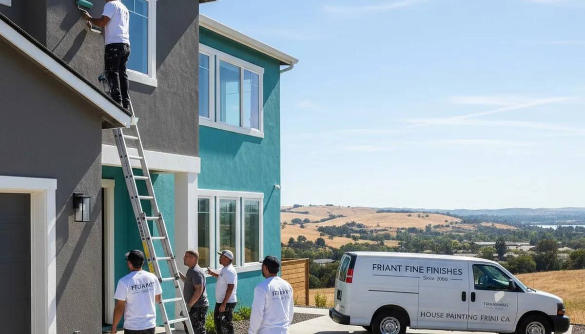 Fresno, CA house painters painting a home exterior for professional residential painting services